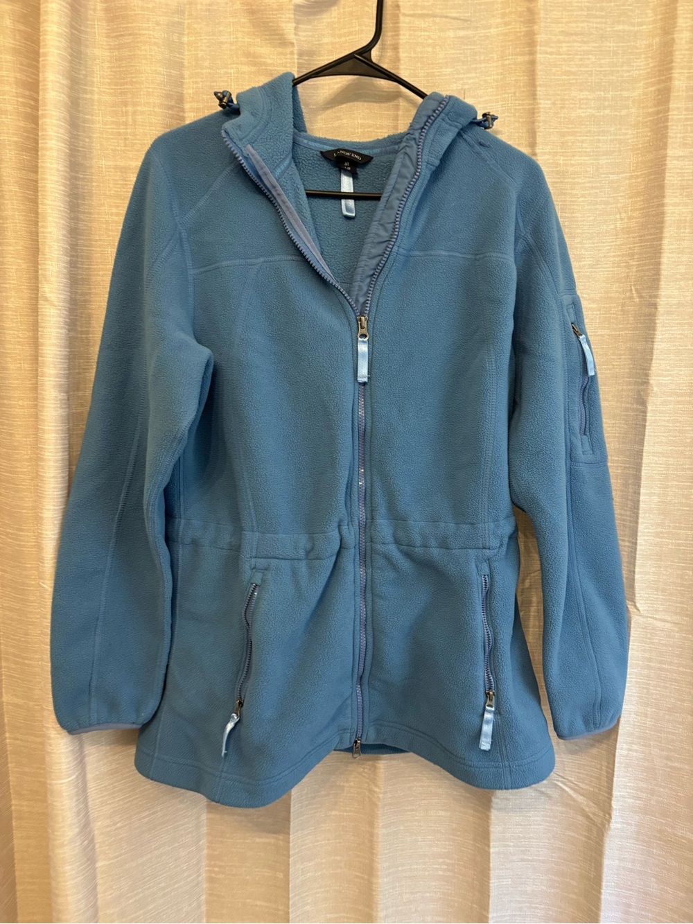 Lands' End Womens Polartec Aircore Blue Hooded Fleece Jacket